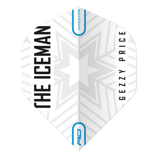 GERWYN PRICE HARDCORE DART FLIGHT WHITE & GREY SNOWFLAKE LOGO
