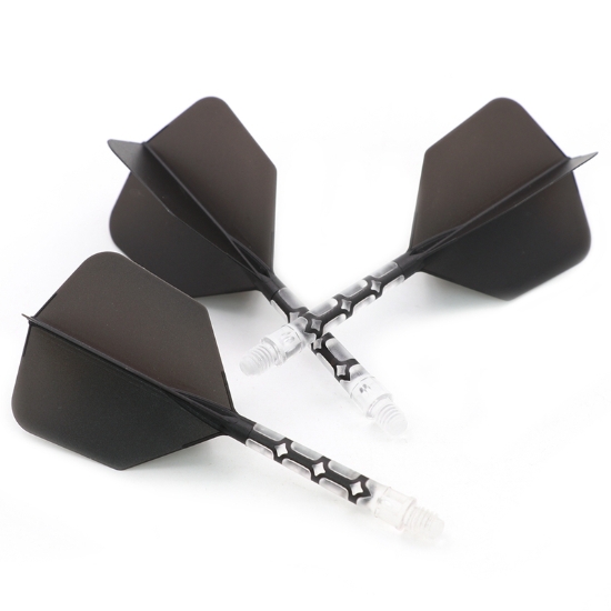 ROST T19 Big Wing Integrated Dart Flights Black Flight with Clear Shaft dartshop das roggel