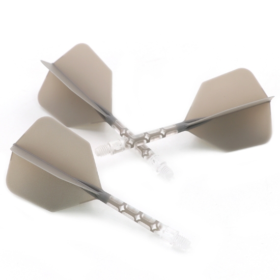 ROST T19 Big Wing Integrated Dart Flights - Grey Flight with Clear Shaft dartshop das roggel