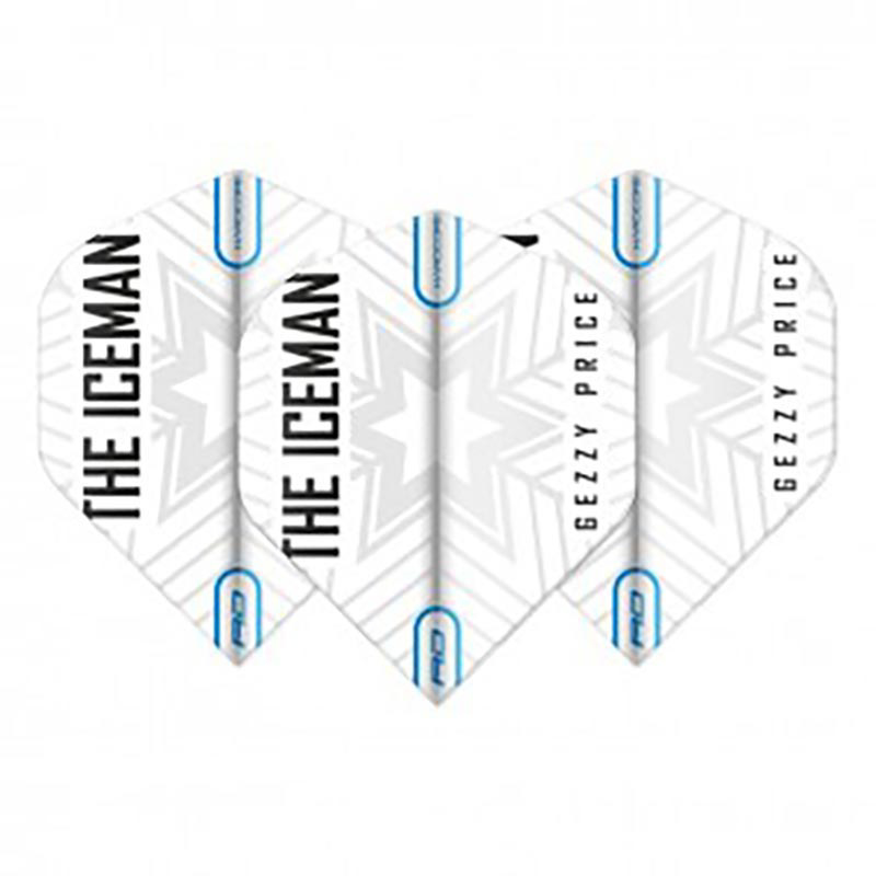 GERWYN PRICE HARDCORE DART FLIGHT WHITE & GREY SNOWFLAKE LOGO