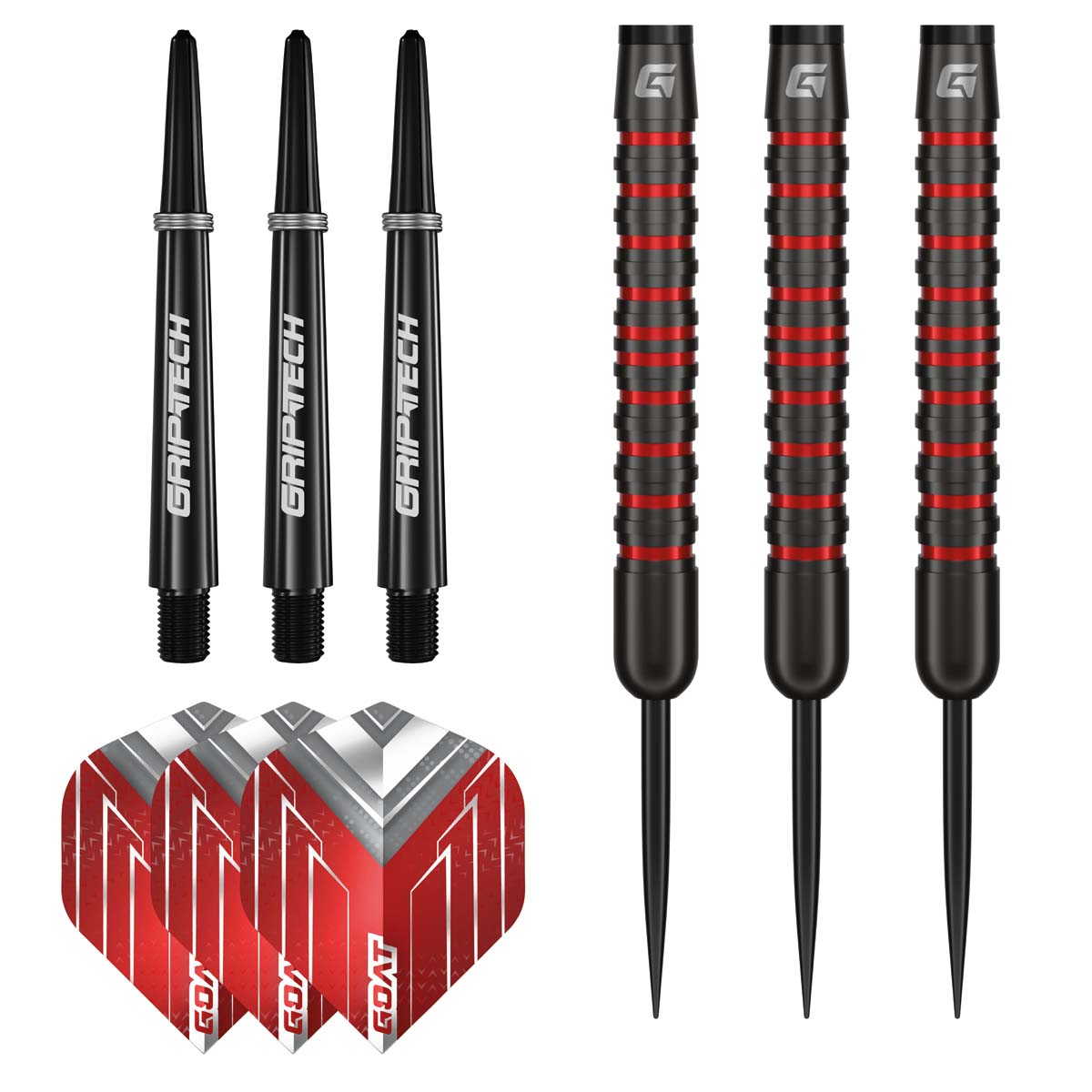 Afbeeldingen van GOAT PODIUM BLACK-RED STEELTIP DARTPIJLEN
