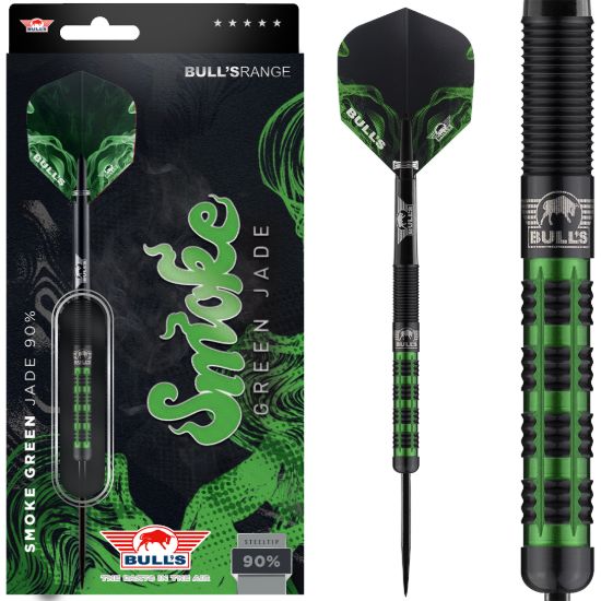 Afbeeldingen van Bull's Smoke Green Jade 90% Steeltip Dartpijlen