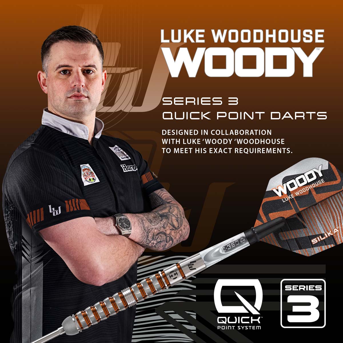 Picture of HARROWS LUKE WOODHOUSE SERIES 3 QP STEELTIP DARTPIJLEN