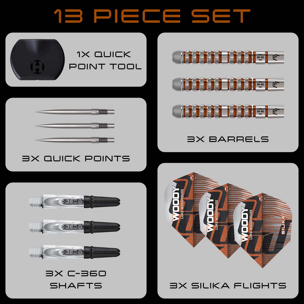 Picture of HARROWS LUKE WOODHOUSE SERIES 3 QP STEELTIP DARTPIJLEN