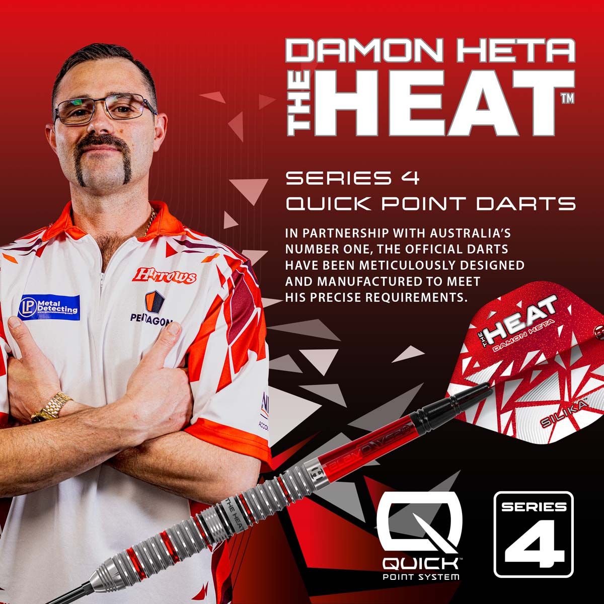 Afbeeldingen van HARROWS DAMON HETA SERIES 4 QP STEELTIP DARTPIJLEN