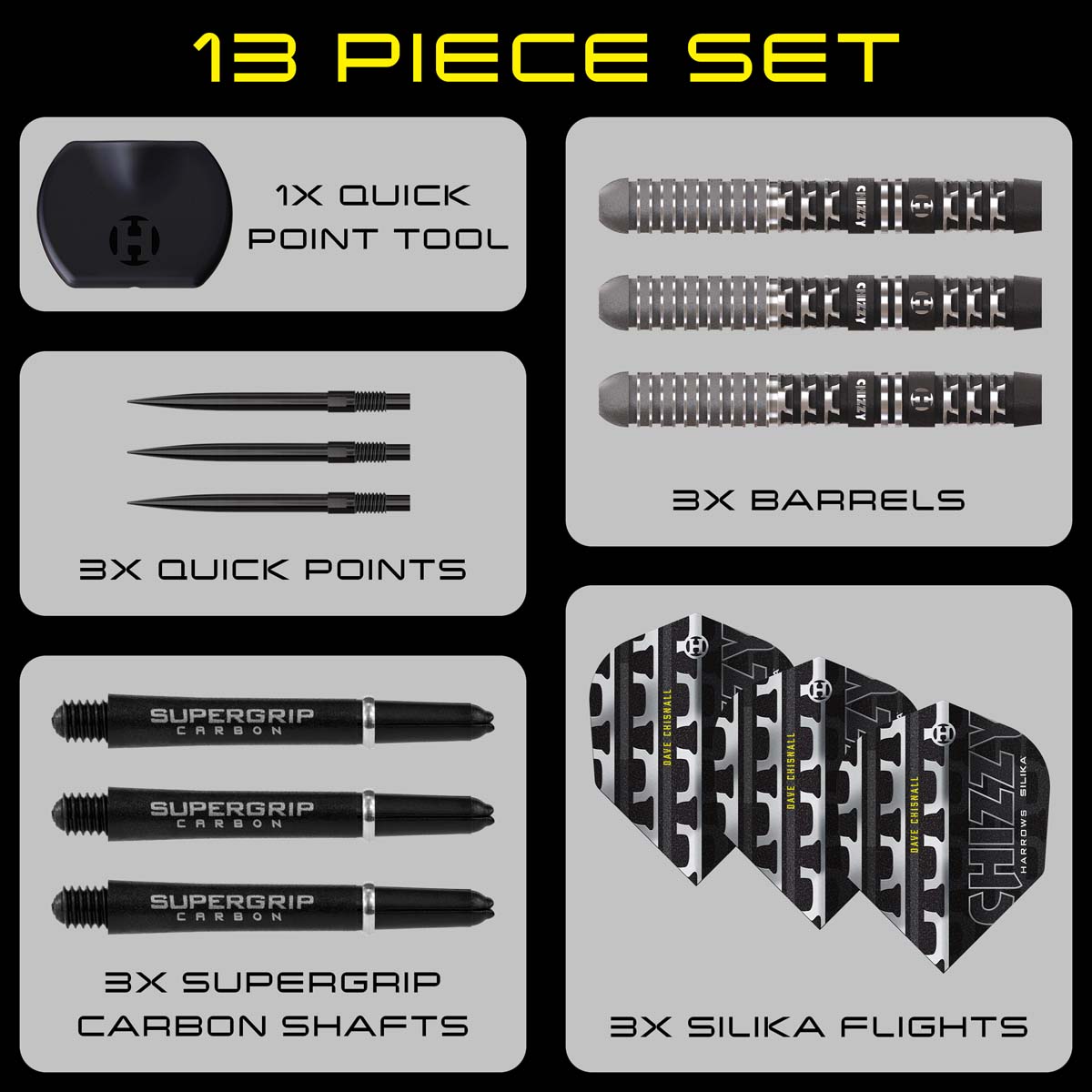 Afbeeldingen van HARROWS CHIZZY SERIES 4 QP STEELTIP DARTPIJLEN