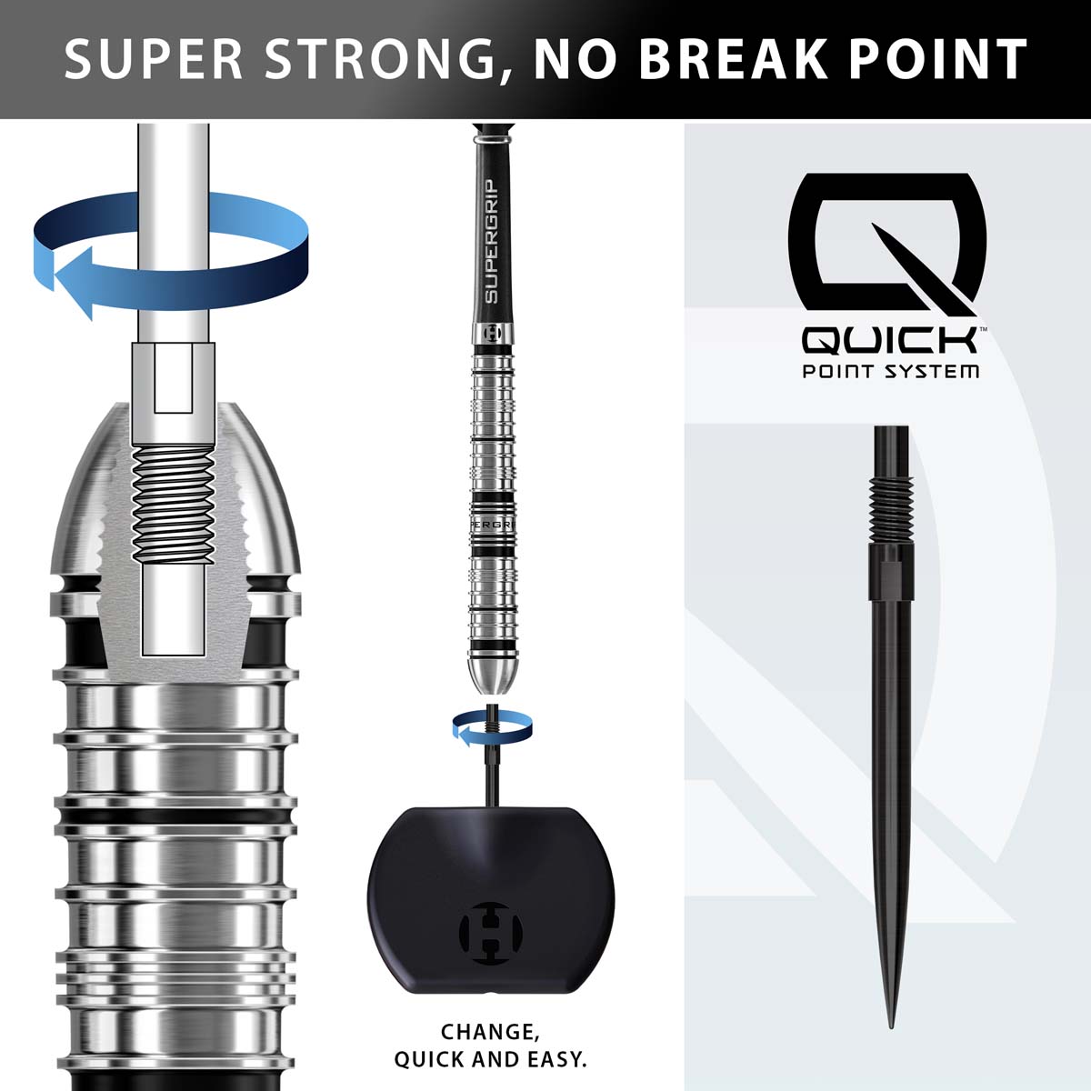 Image de Fléchettes pointe acier Harrows Supergrip QP Tapered 90%