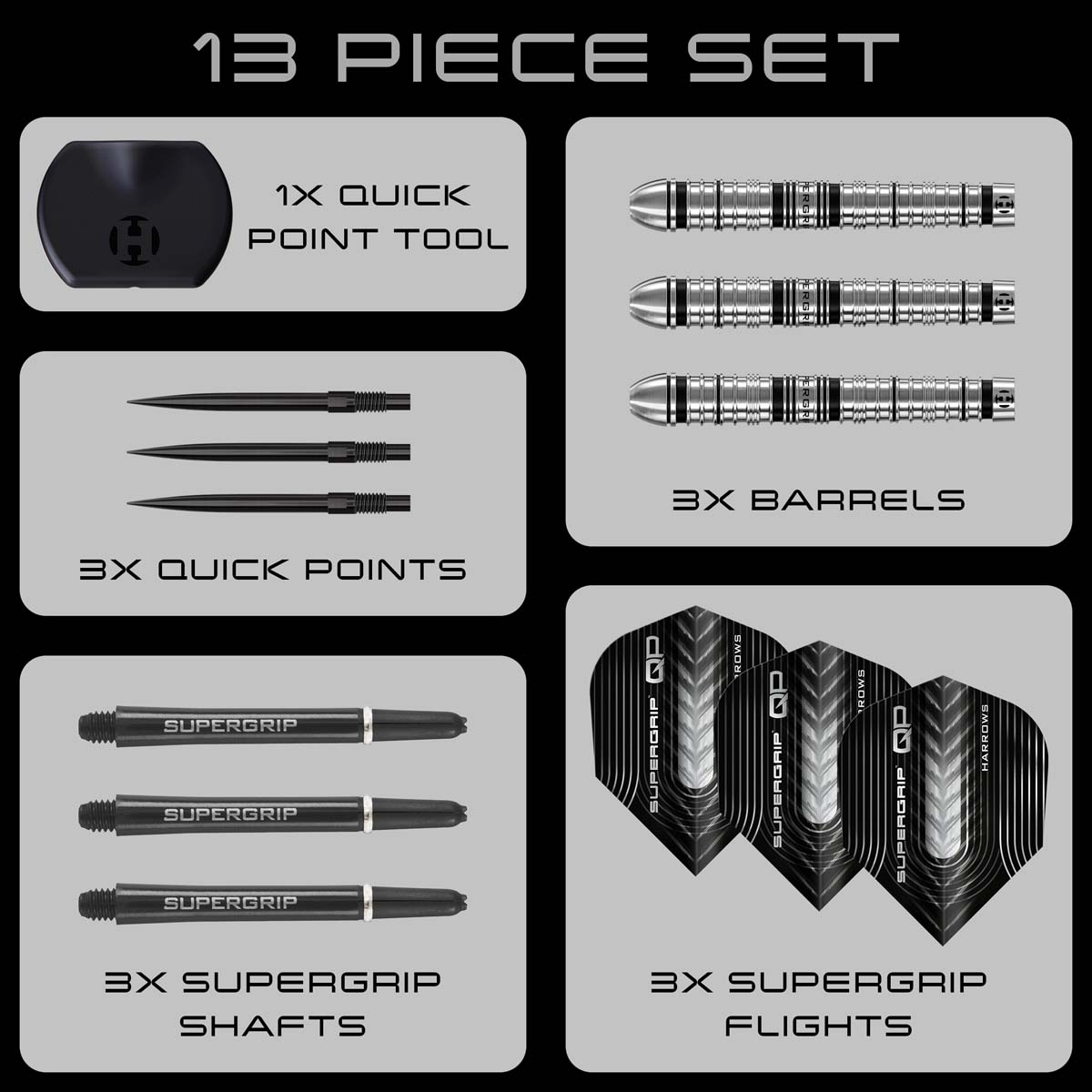 Picture of HARROWS SUPERGRIP QP TAPERED STEELTIP DARTPIJLEN 