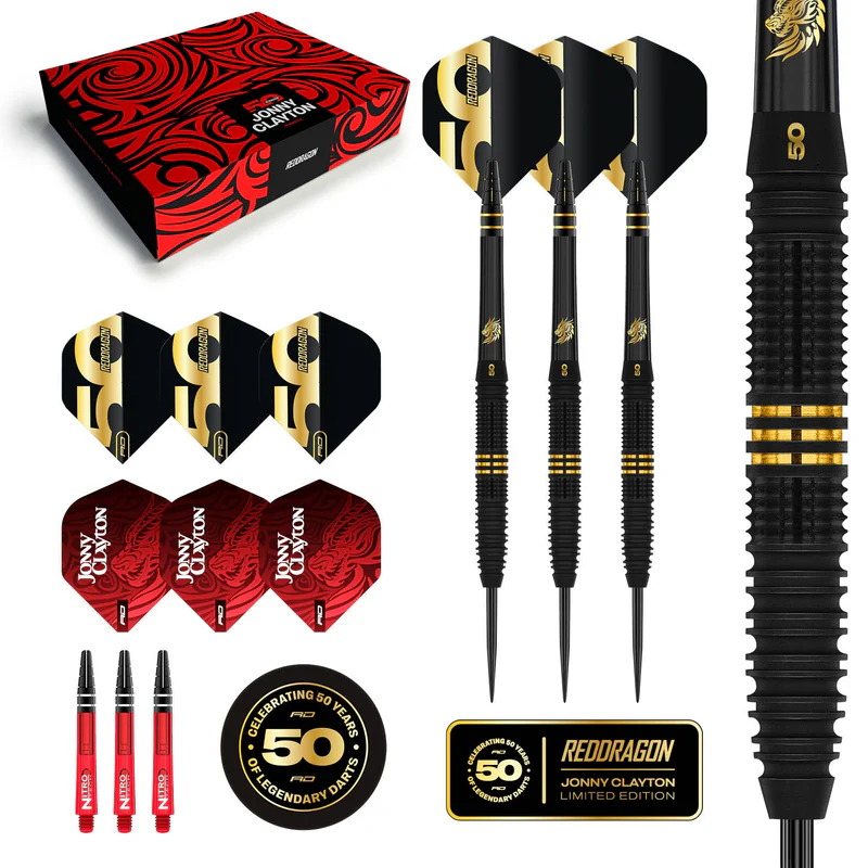 Afbeeldingen van RED DRAGON JONNY CLAYTON 50 YEARS ANNIVERSARY L.E. DARTPIJLEN 