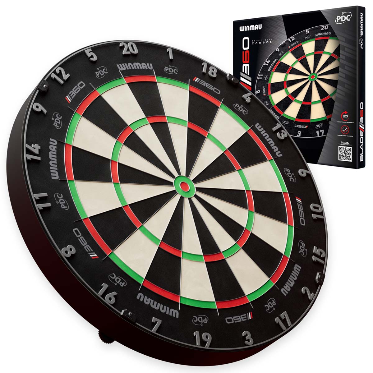 WINMAU DARTBORD 360 TRIPLE CORE DARTSHOP DAS ROGGEL