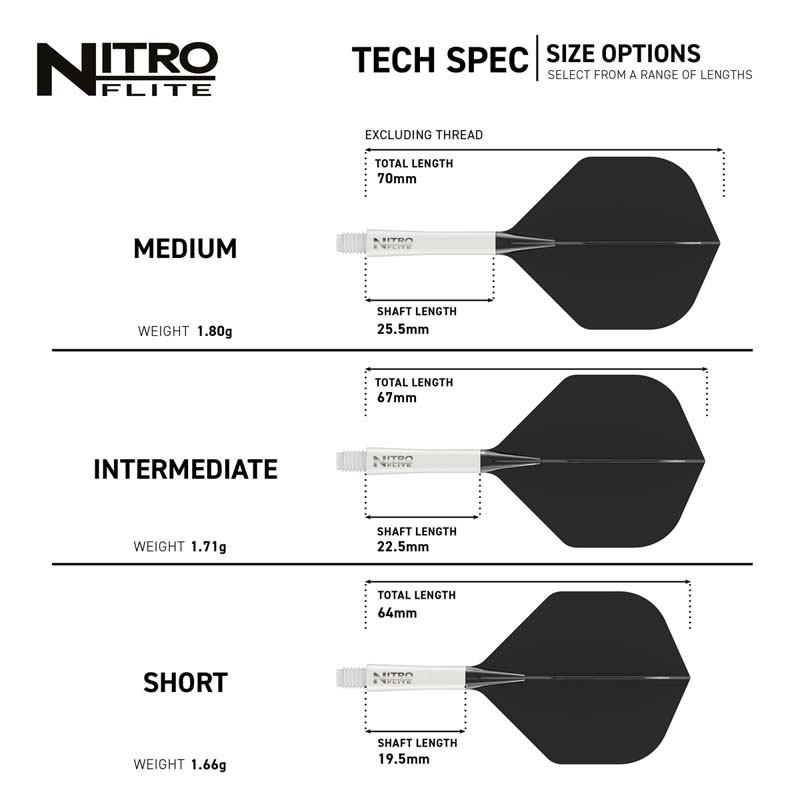 Image de Ailettes intégrées Red Dragon Nitro Flite Standard No2 Blanc & Noir