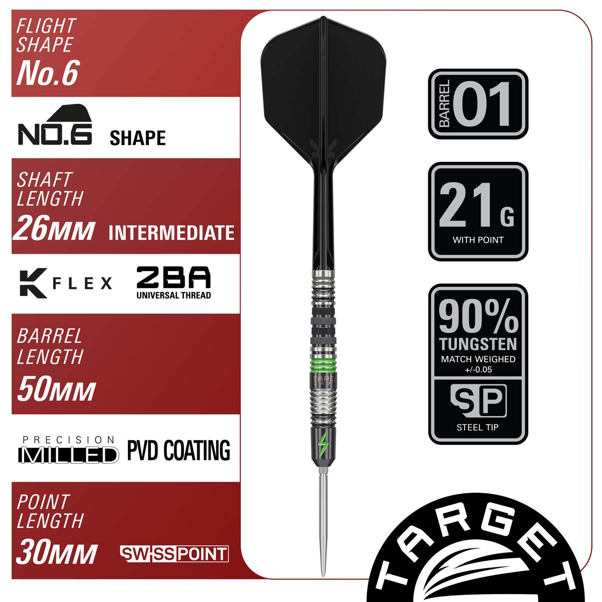 Bild von Target Japan Black Marque Lightning 3.0 Steeldarts | Dartpfeile
