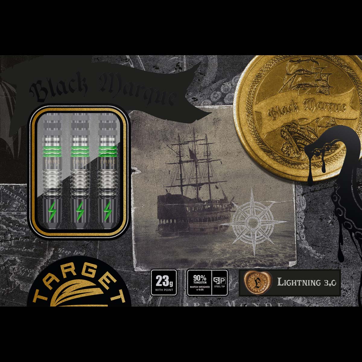 Bild von Target Japan Black Marque Lightning 3.0 Steeldarts | Dartpfeile
