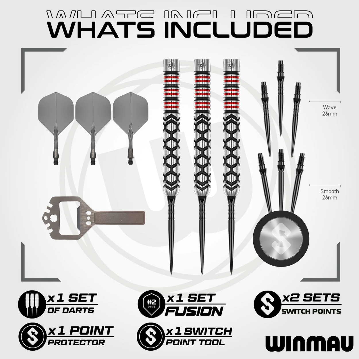 WINMAU FORNAX  PARALLEL STEEL TIP DARTPIJLEN