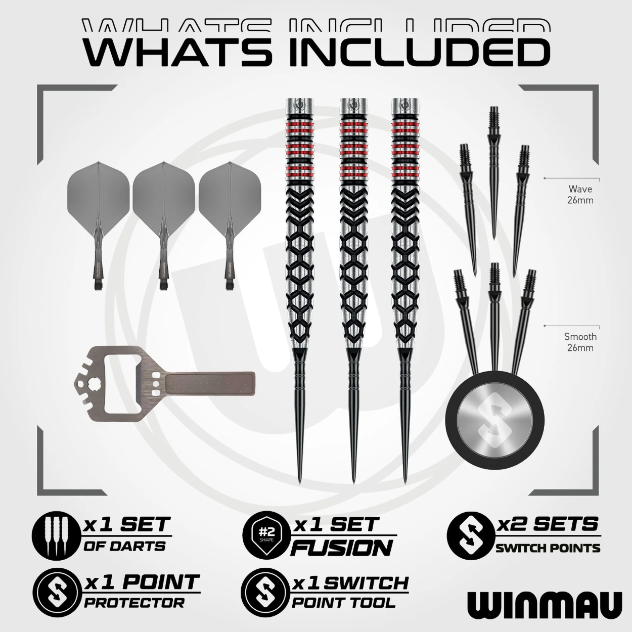 Afbeeldingen van Winmau Fornax Tapered Steeltip Dartpijlen