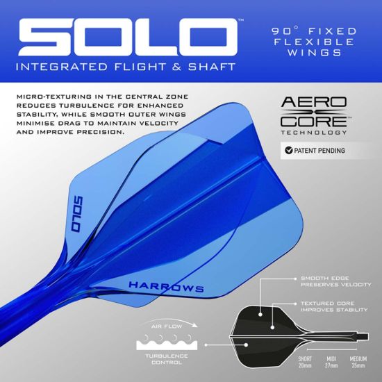 Picture of Harrows Solo Integrated Dart Flights Standard No6 Blue