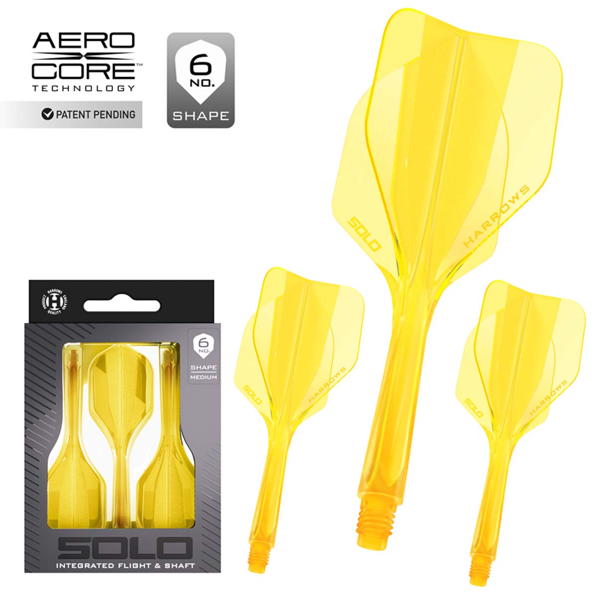 Picture of Harrows Solo Integrated Dart Flights Standard No6 Yellow