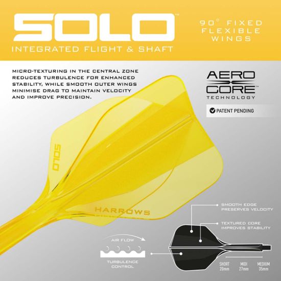 Picture of Harrows Solo Integrated Dart Flights Standard No6 Yellow