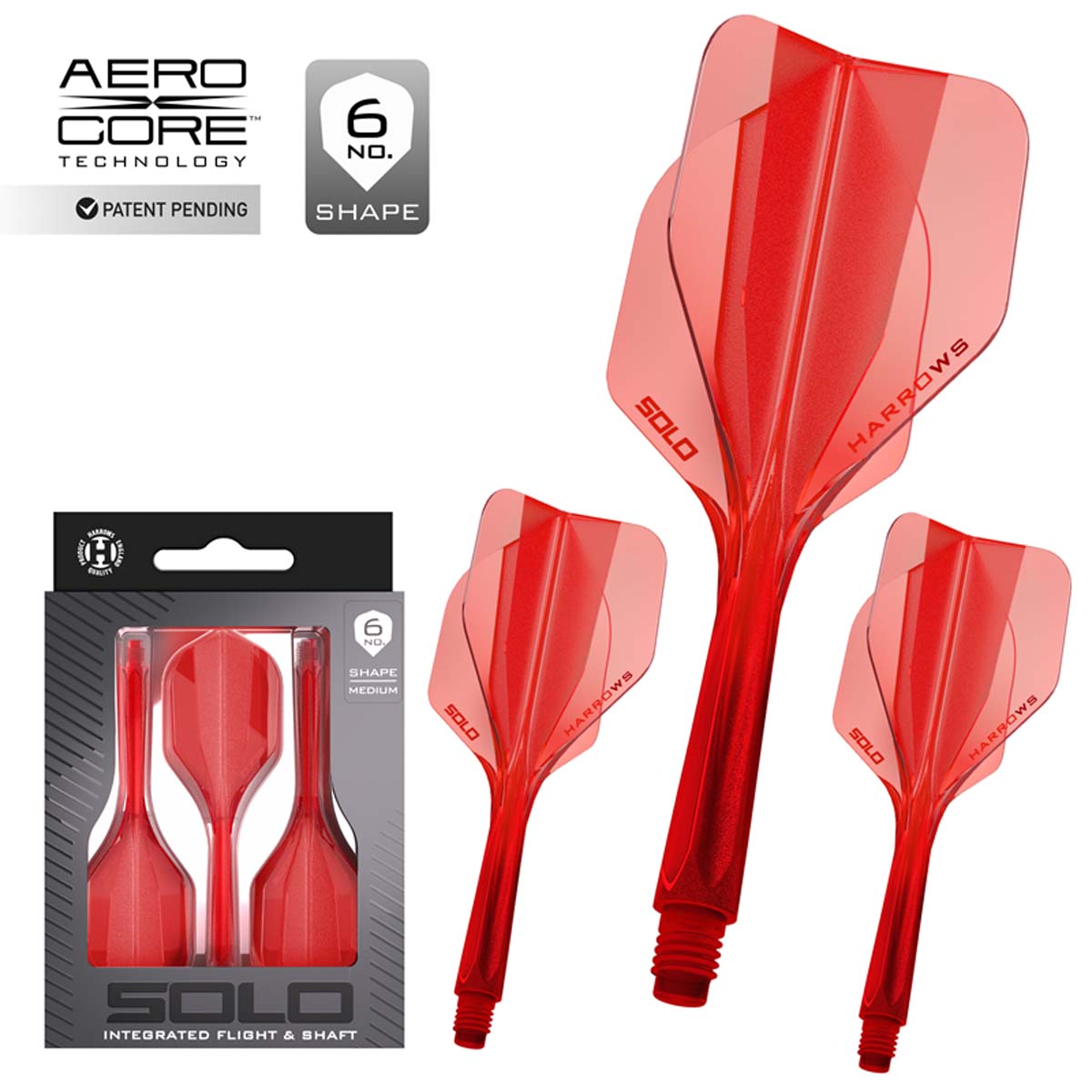 Picture of Harrows Solo Integrated Dart Flights Standard No6 Red