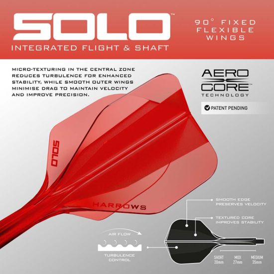 Picture of Harrows Solo Integrated Dart Flights Standard No6 Red