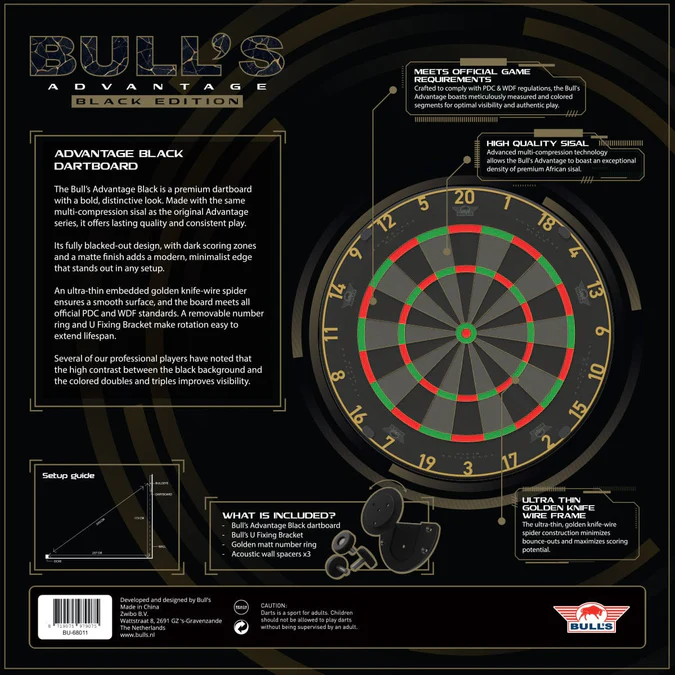 Afbeeldingen van Bull's Advantage Black Professioneel Dartbord