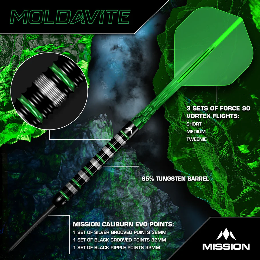 MISSION MOLDAVITE DARTS STEEL TIP SET