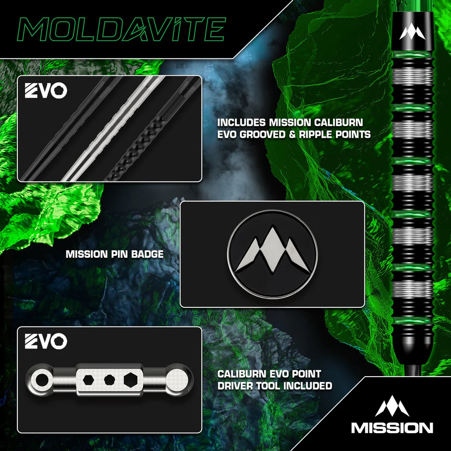 MISSION MOLDAVITE DARTS STEEL TIP SET