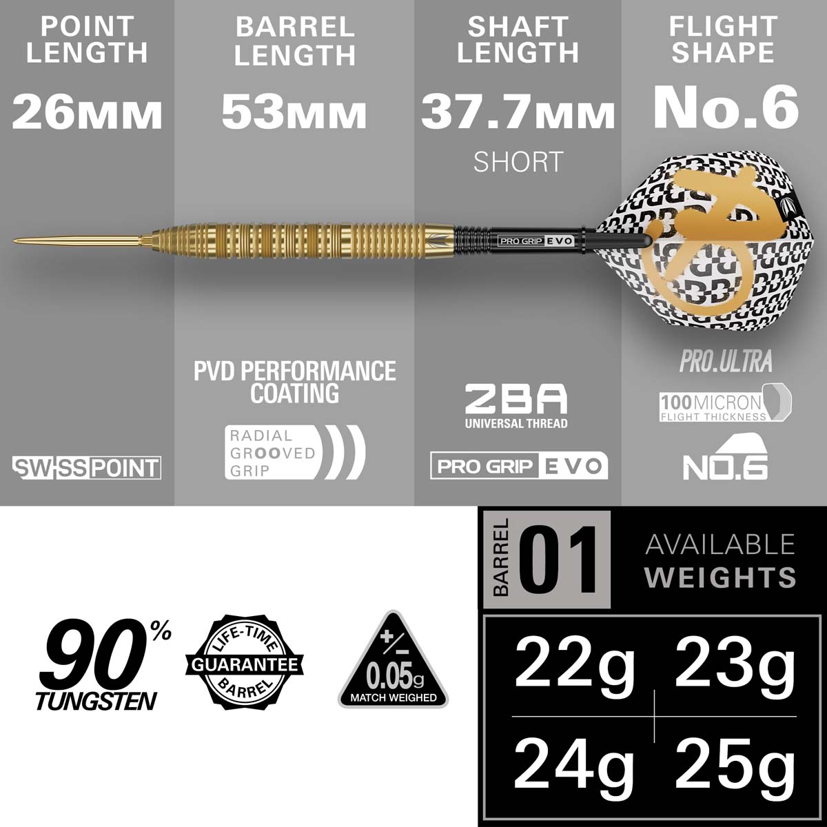 Image de Flechettes pointe acier Target-Bolide Envy 01 90%
