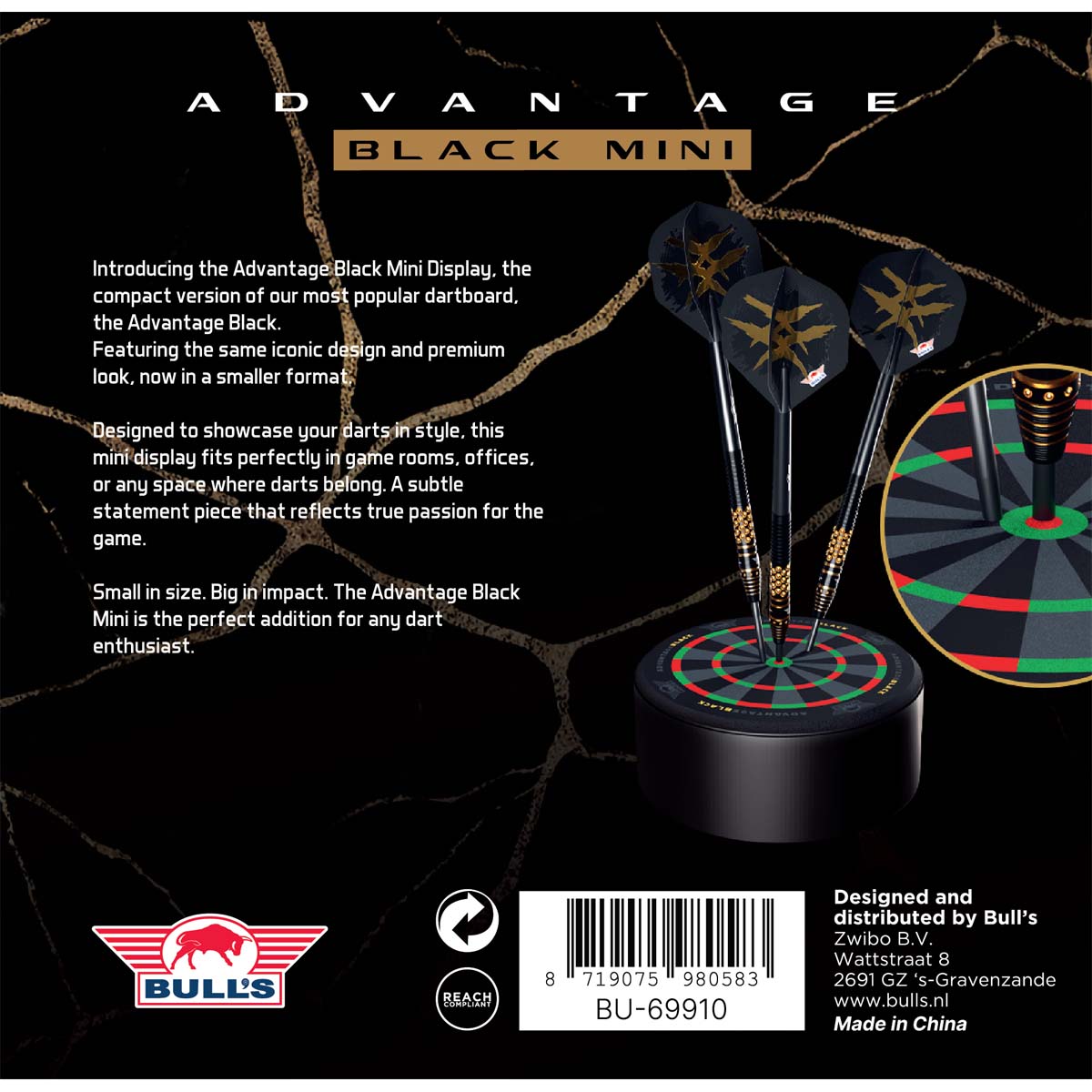 Bull's Advantage Black Mini Dartboard Display dartshop das roggel