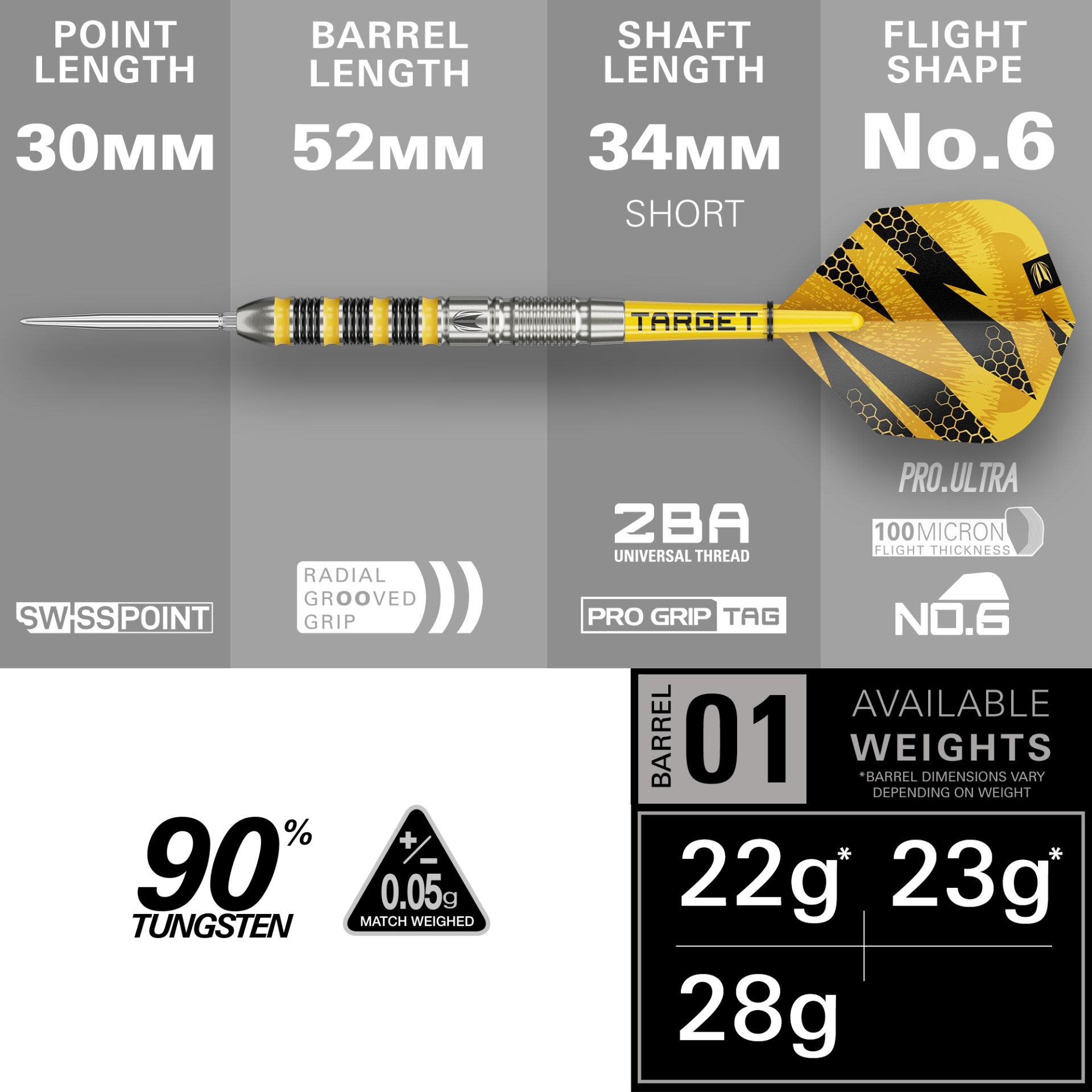 Bild von Target Buzz Spo1 90% Steeltip Dartpfeile
