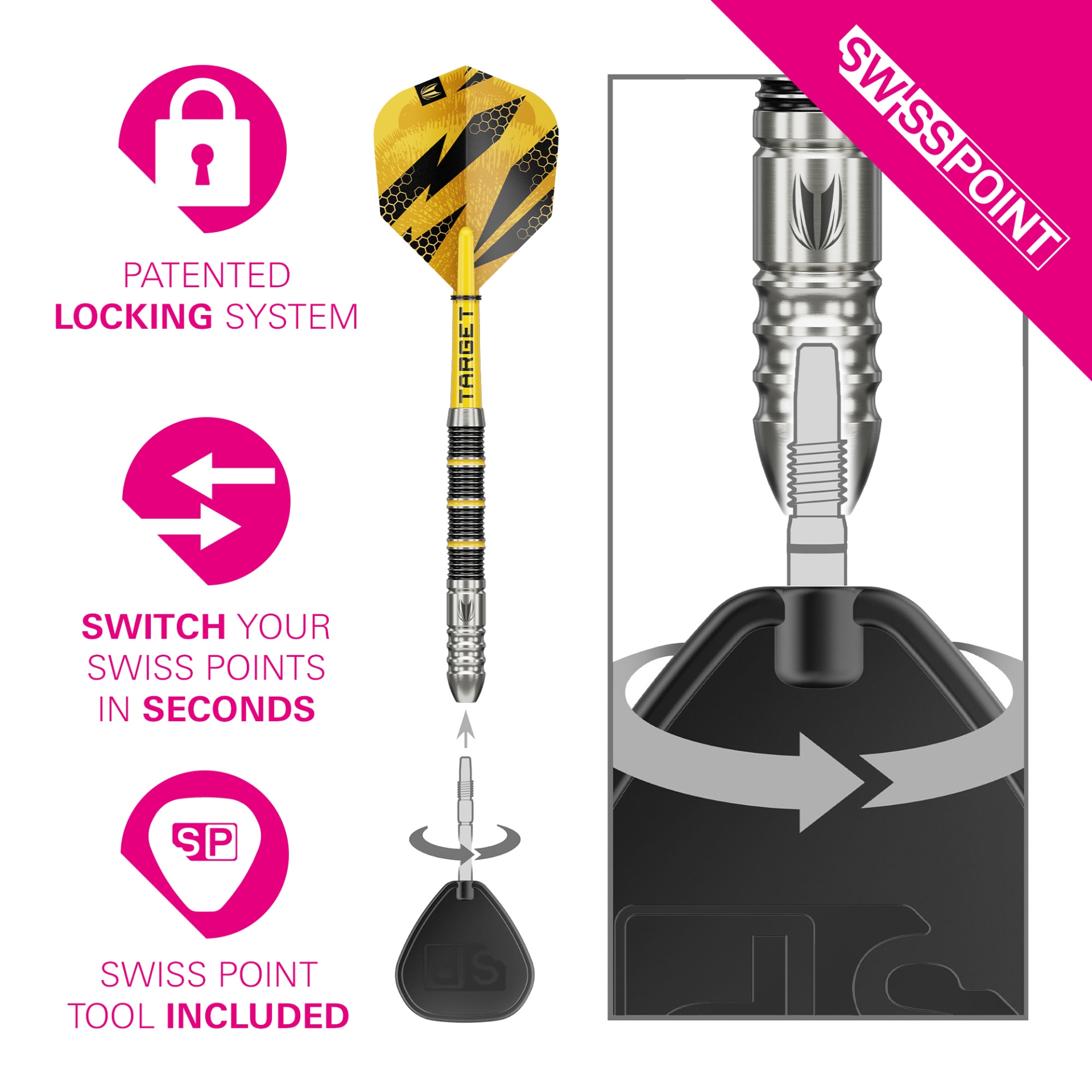 TARGET BUZZ SPO2 90% STEELTIP DART DARTSHOP DAS ROGGEL