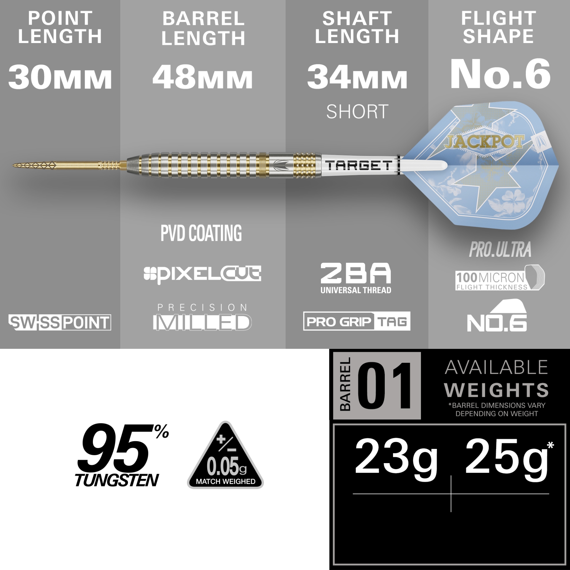 Image de Fléchettes pointe acier Target Adrian Lewis Showdown 95% SP