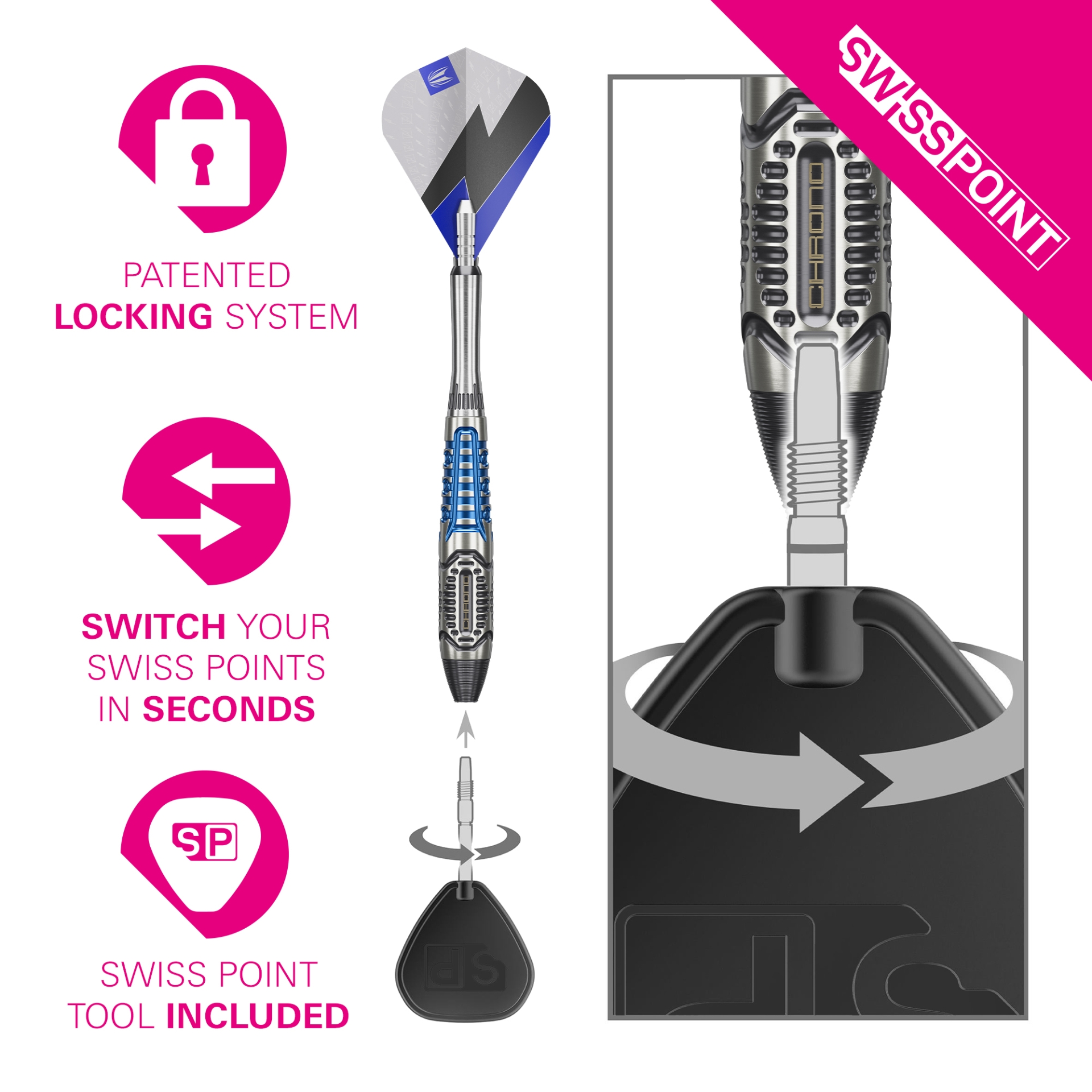 TARGET PHIL TAYLOR POWER CHRONO 95% SP STEELTIP DARTS DARTSHOP DAS ROGGEL