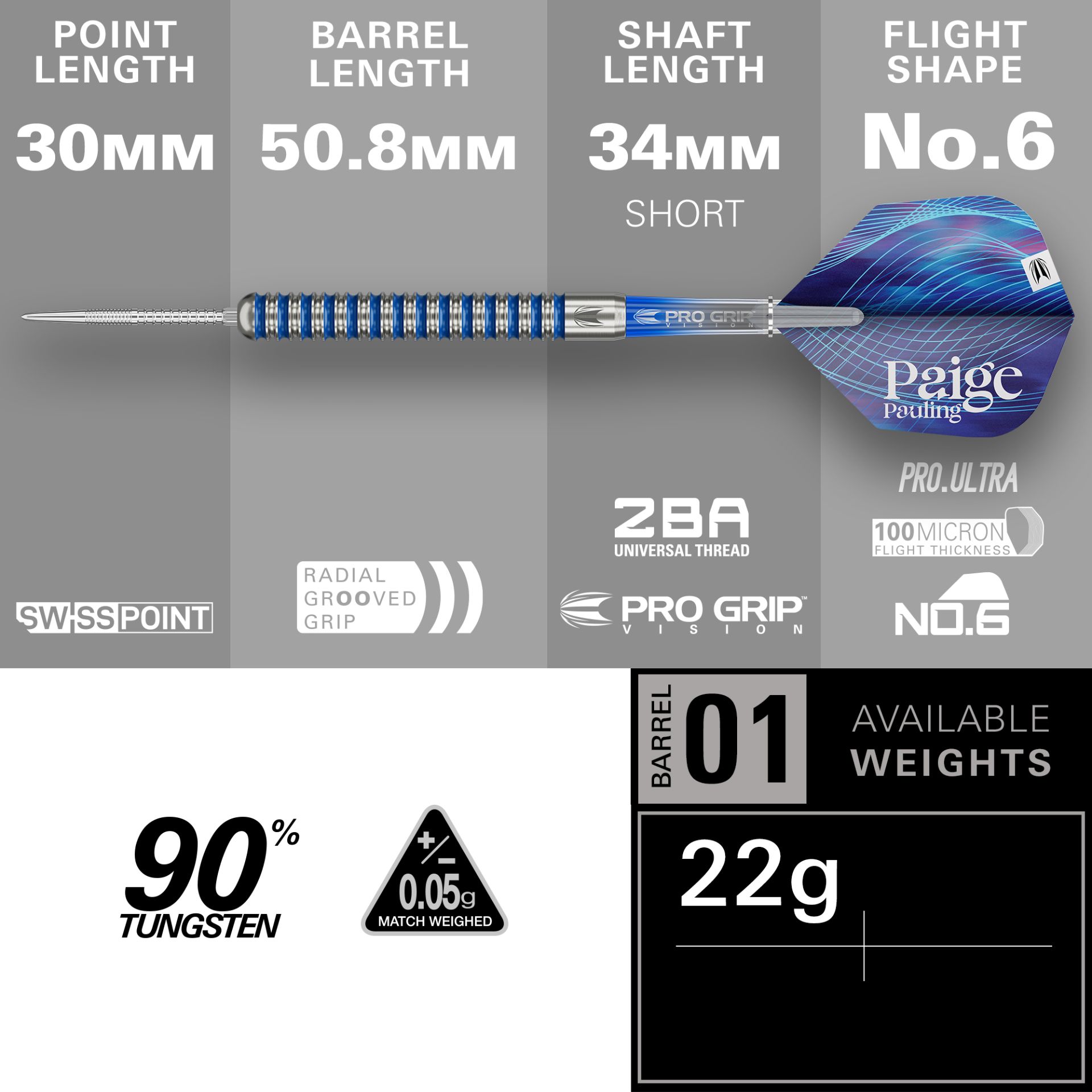 TARGET PAIGE PAULING 90% SP STEELTIP DART DARTSHOP DAS ROGGEL