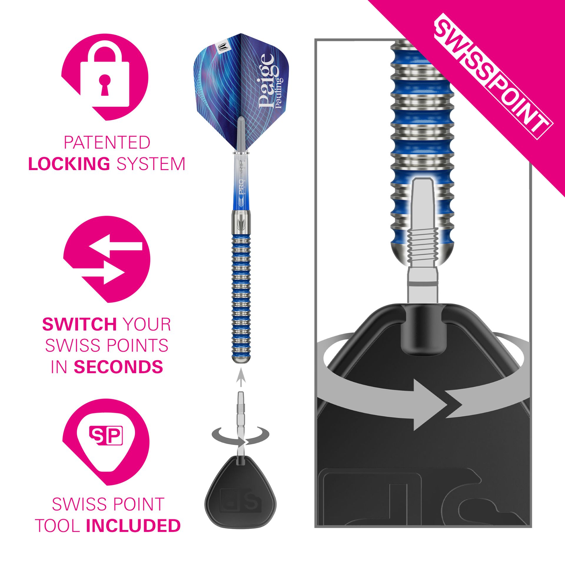 TARGET PAIGE PAULING 90% SP STEELTIP DART DARTSHOP DAS ROGGEL