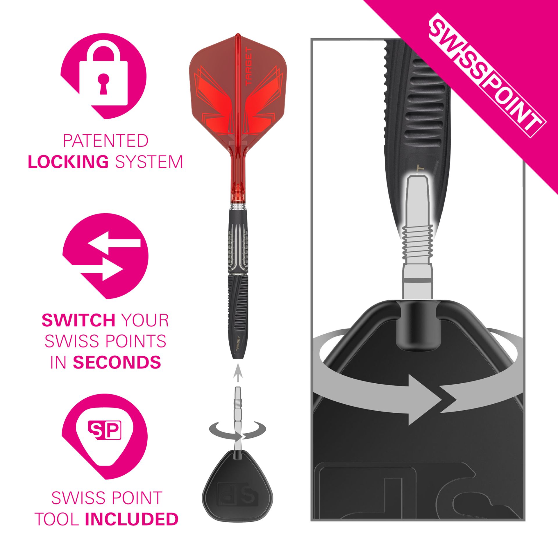 TARGET SHIFT 90% SP STEEL TIP DARTS DARTSHOP DAS ROGGEL