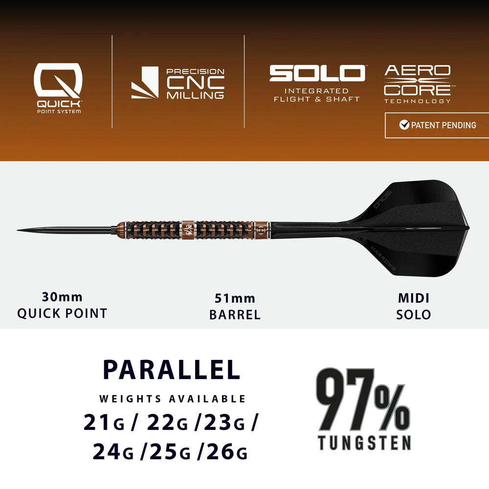 Bild von Harrows Wolfram Trinity QP 97% Steeldarts | Dartpfeile
